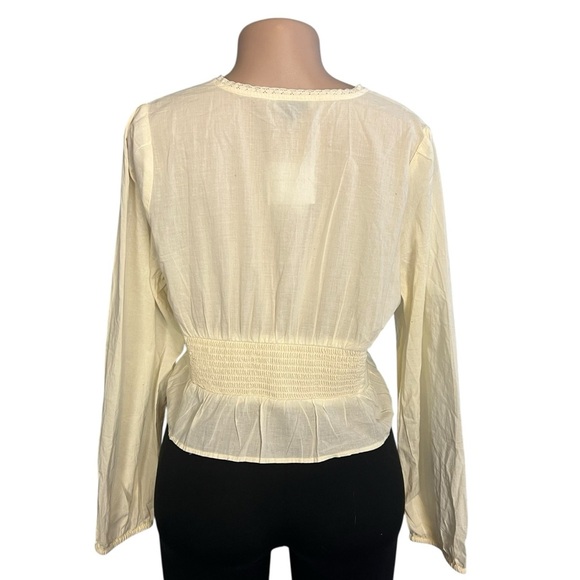 American Eagle Cream Long Sleeve Lace Blouse - Picture 6 of 8